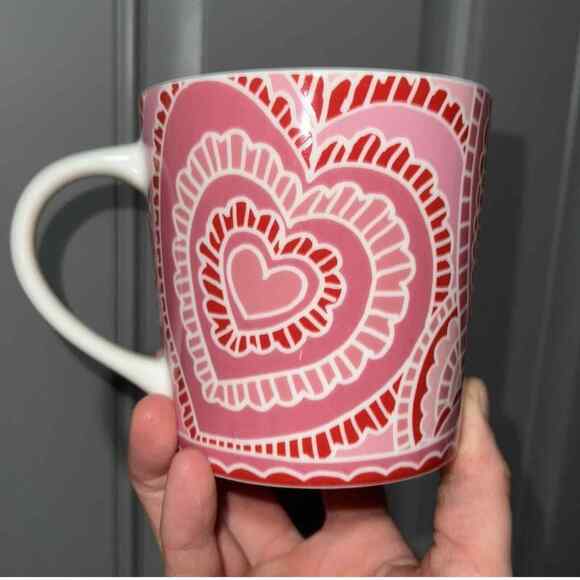Starbucks 2005 Valentines Day Pink and Red Lace Hearts Collector’s Mug - Picture 2 of 6